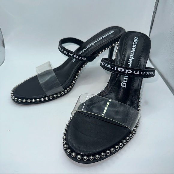 Alexander Wang Shoes Women’s US 9N Nova PVC Strap Stud Slingback Clear Heels - Picture 3 of 13